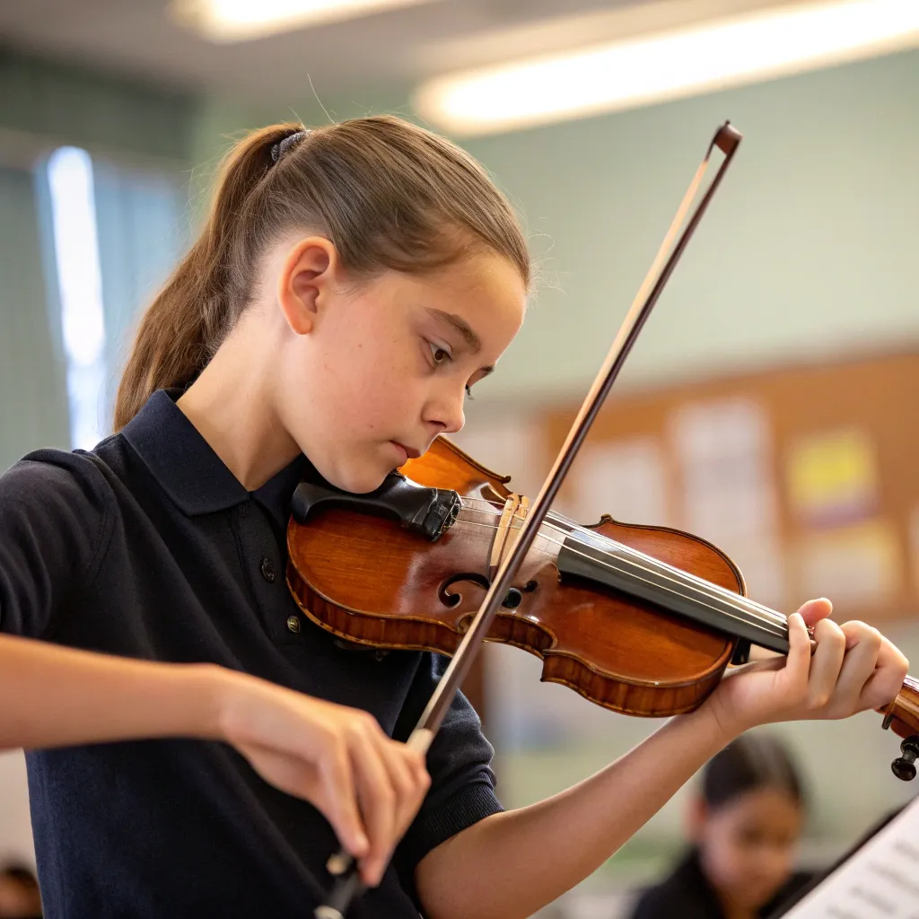 Student playing the violin